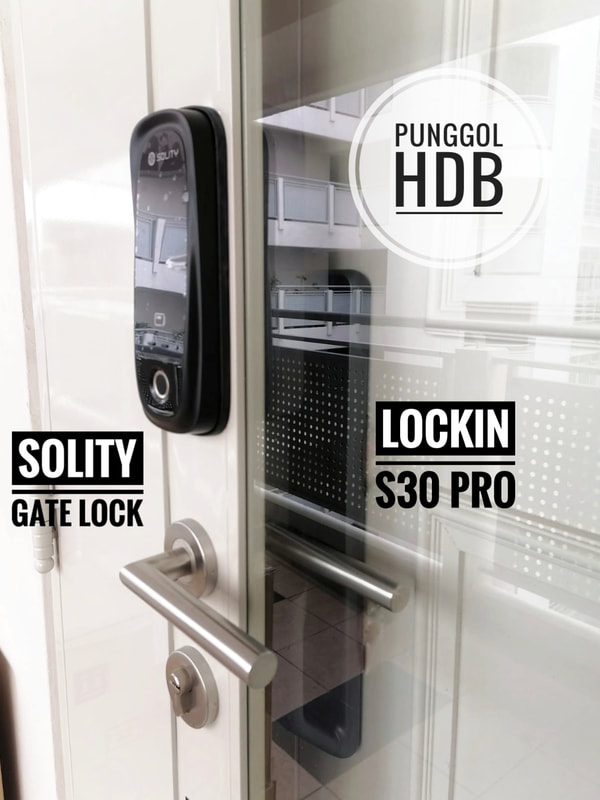 Solity Gate Smart Lock GD-65B at Punggol HDB gate and glass door in Singapore from Interlock Singapore - Authorised Reseller