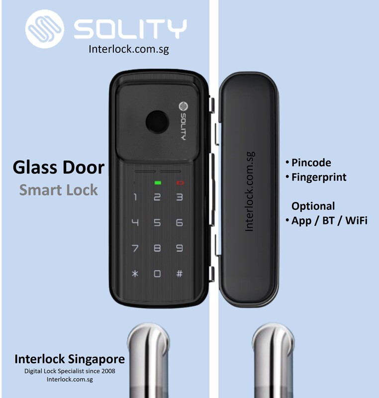Solity GG-33B Smart Glass Door Lock for swing glass door from Interlock Singapore