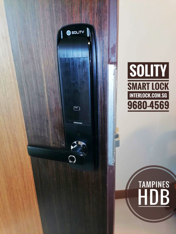 Solity GM-6000 smart door lock bundle at Tampines HDB Interlock Singapore - front view 1