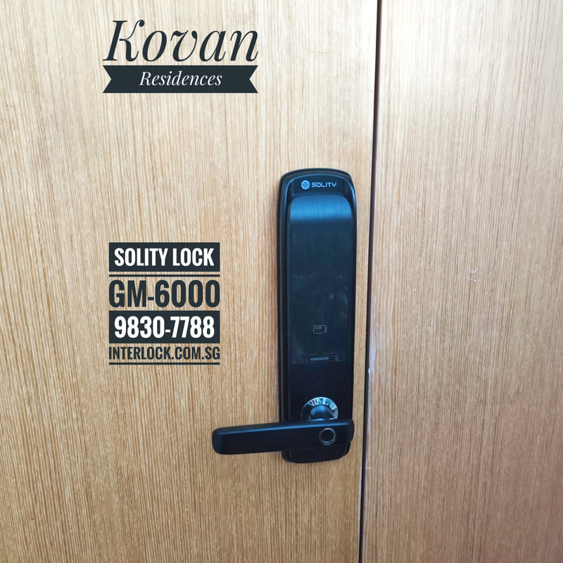 Solity GM-6000 smart lock at Kovan Residences replace not repair iRevo Gateman V100-H  Interlock Singapore - front view