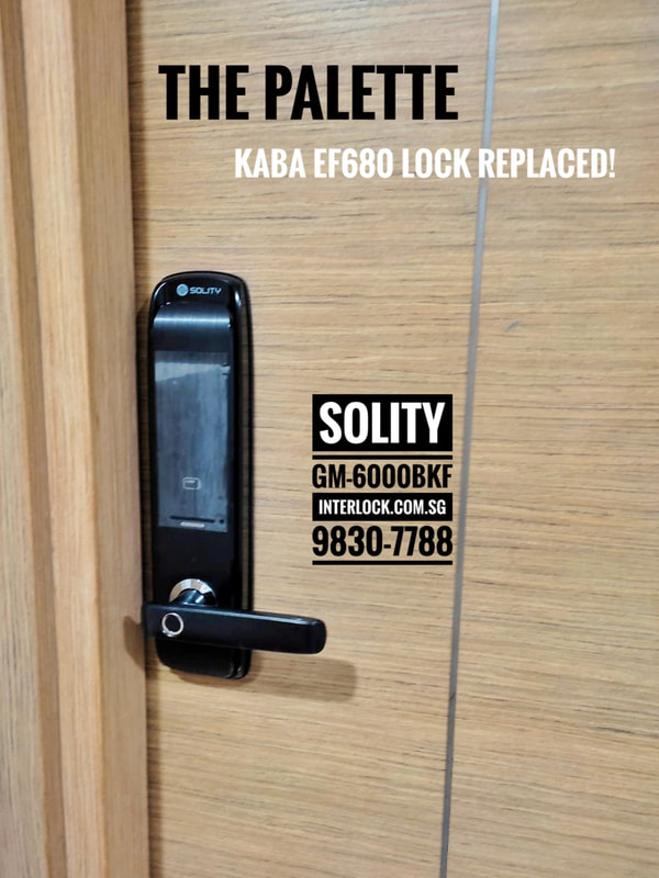 Solity GM-6000 smart lock at The Palette condo replace not repair Kaba EF680 Interlock Singapore - front view