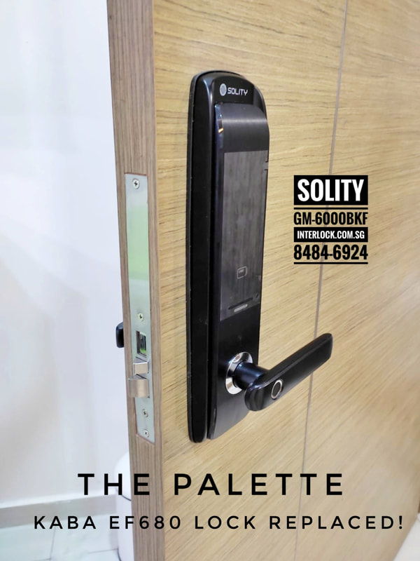 Solity GM-6000 smart lock at The Palette condo replace not repair Kaba EF680 Interlock Singapore - side view