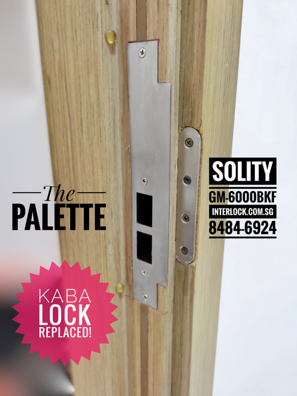 Solity GM-6000 smart lock at The Palette condo replace not repair Kaba EF680 Interlock Singapore - strike plate view