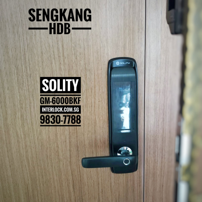 Solity GM-6000 smart lock at Sengkang HDB Interlock Singapore - front view