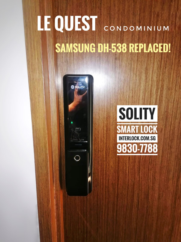Solity GP-6000BKF lock at Le Quest condo replace not repair Samsung digital lock - Interlock Singapore - front view