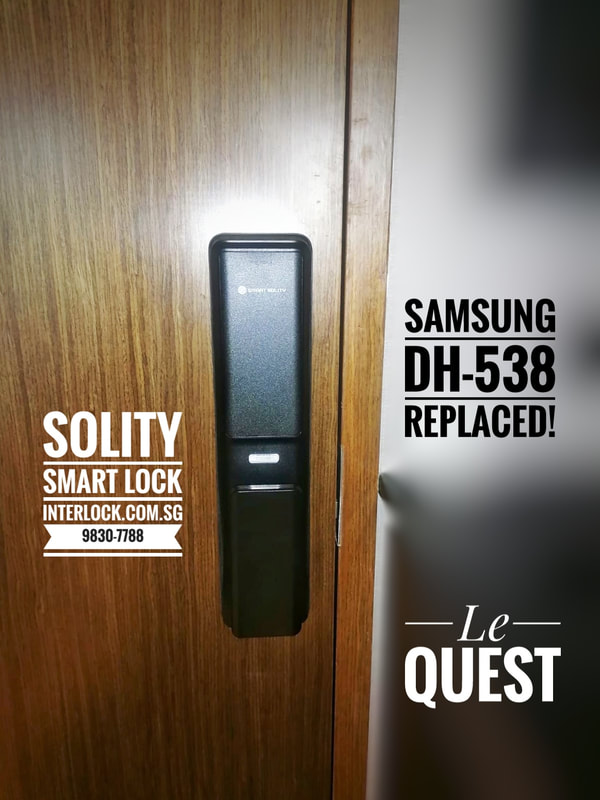 Solity GP-6000BKF lock at Le Quest condo replace not repair Samsung digital lock - Interlock Singapore - rear view