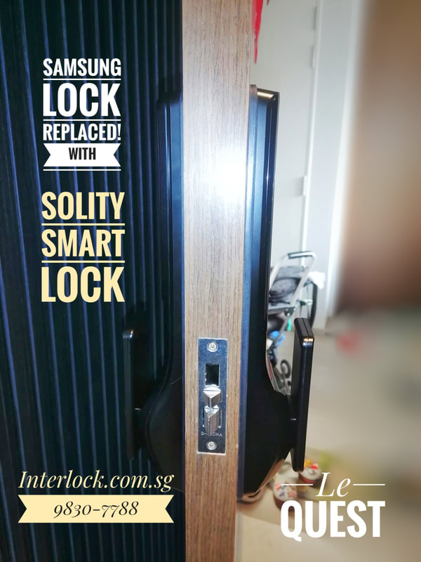 Solity GP-6000BKF lock at Le Quest condo replace not repair Samsung digital lock - Interlock Singapore - side view
