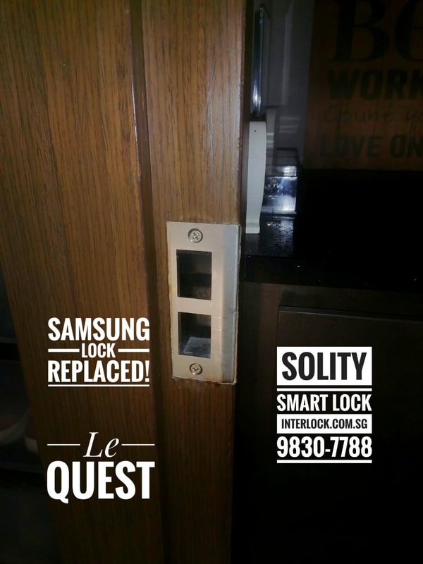 Solity GP-6000BKF lock at Le Quest condo replace not repair Samsung digital lock - Interlock Singapore - strike view