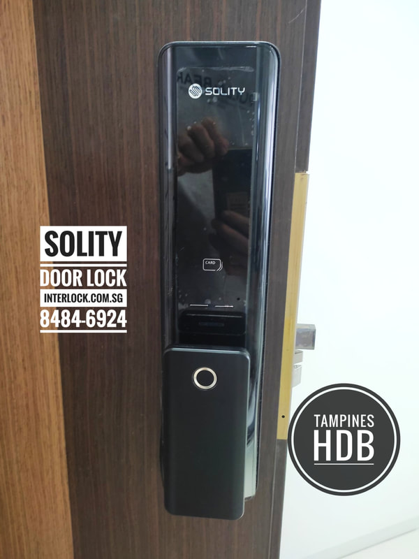 Solity GP-6000BKF Push Pull Smart Door Lock at Tampines HDB from Interlock Singapore - front view