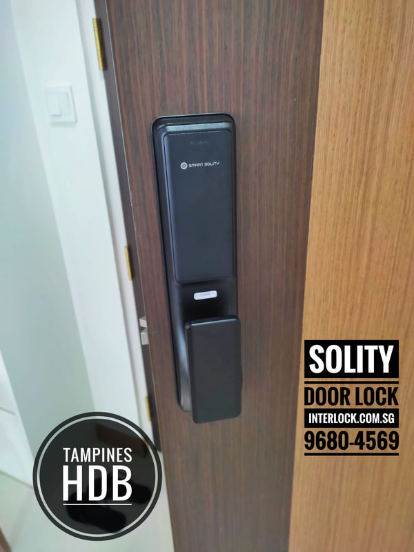 Solity GP-6000BKF Push Pull Smart Door Lock at Tampines HDB from Interlock Singapore - rear view