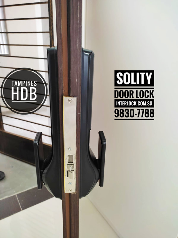 Solity GP-6000BKF Push Pull Smart Door Lock at Tampines HDB from Interlock Singapore - side view