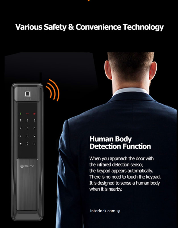 Solity Smart Lock GSP-2000BKF Human proximity detection and auto-lit keypad
