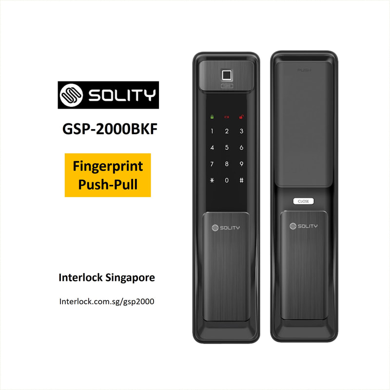 Solity Push Pull GSP-2000BKF Smart Lock from Interlock Singapore