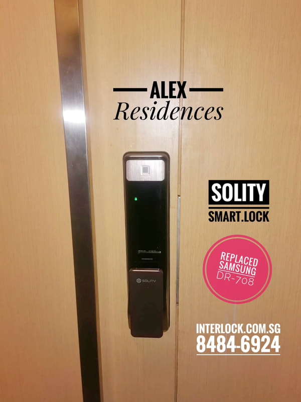Solity Smart Lock Push Pull GSP-2000BKF at Alex Residences from Interlock Singapore - front view