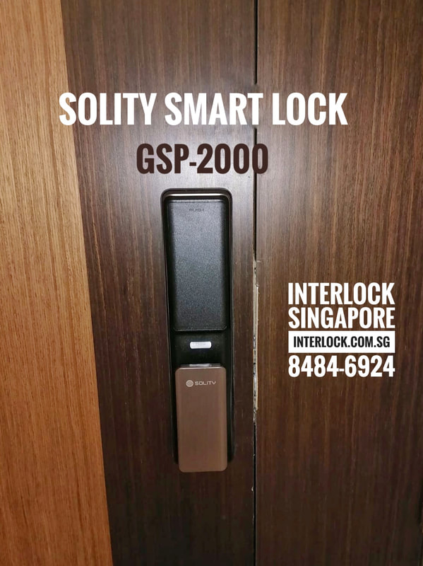 Solity Smart Lock Push Pull GSP-2000BKF on Bedok HDB back view