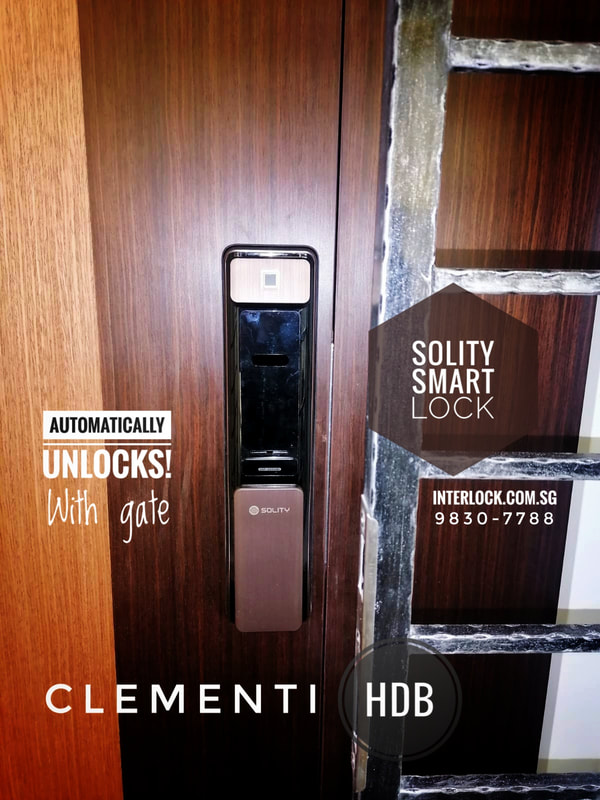 Solity Smart Lock Push Pull GSP-2000BKF on Clementi HDB front view