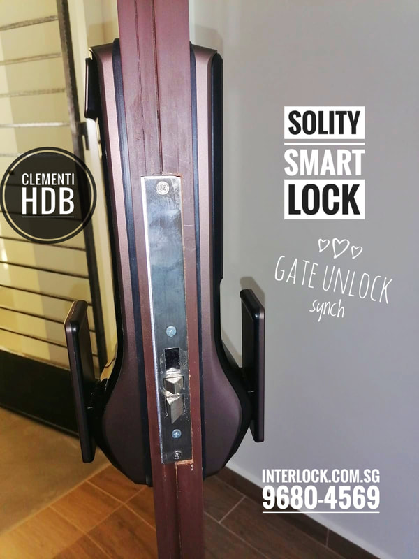 Solity Smart Lock Push Pull GSP-2000BKF on Clementi HDB side view