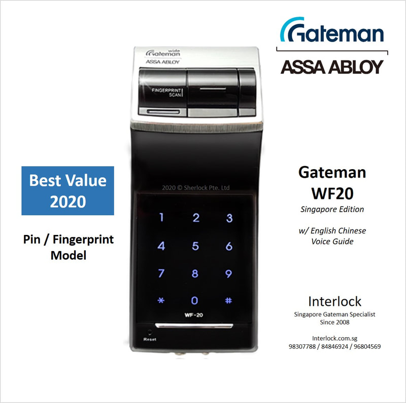 Singapore best value Gateman WF20 series fingerprint digital lock with English voice guide - super easy use.